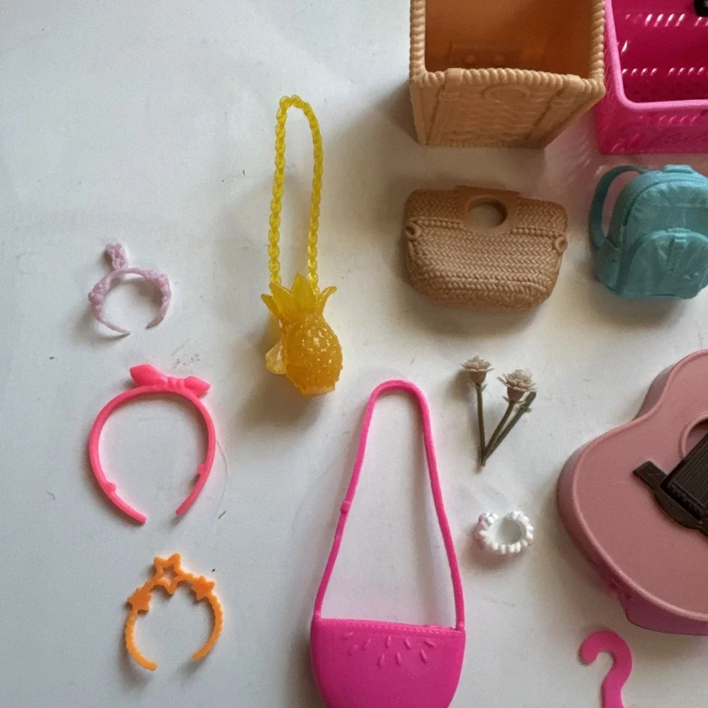 24 Barbie Accessories Lot Guitar Hangers Totes Headphones Glasses Purse Backpack
